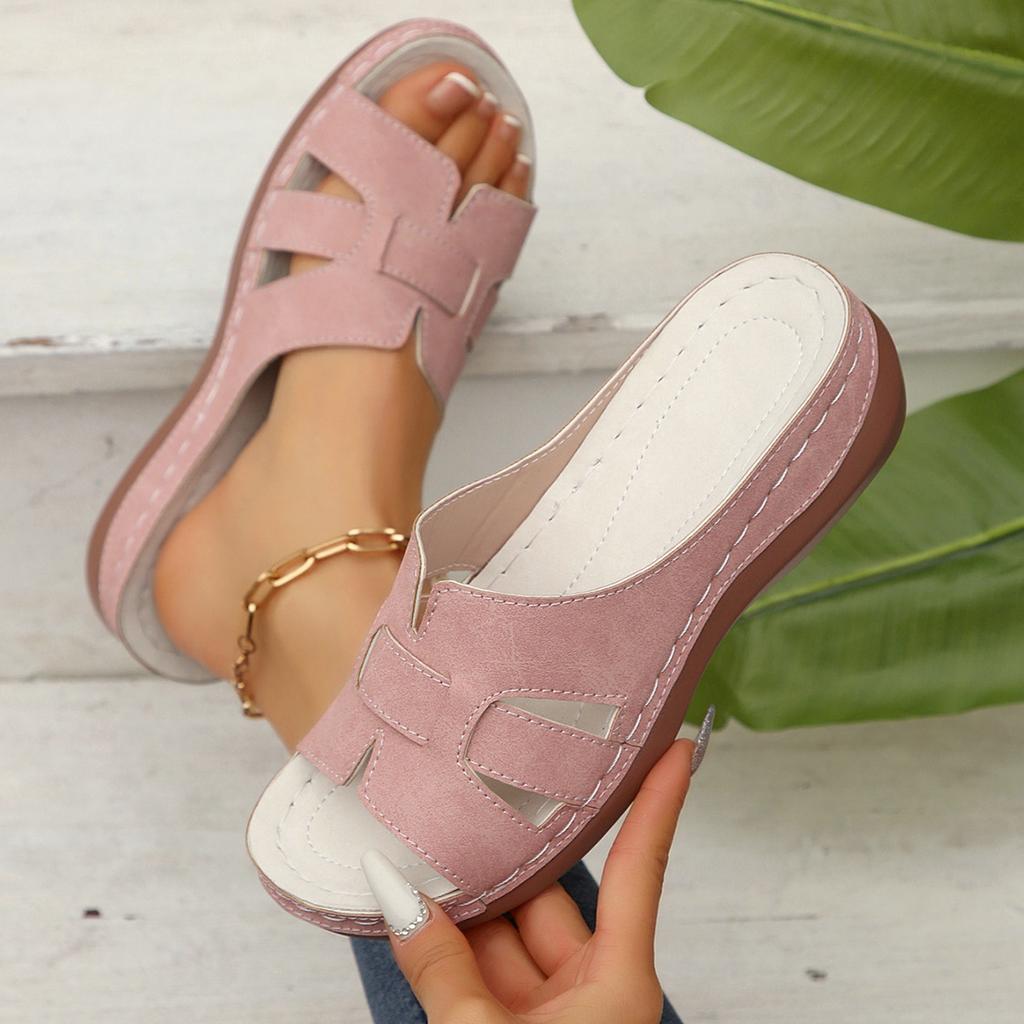 Lightweight polyurethane sole slippers women's 2025 summer new foreign trade large size women's sandals slope heel European and American women's shoes