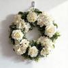 All-Season Artificial Rose Wreath with Embroidery Ball & Realistic Green Leaves - Plastic Flower Garland Suitable for Front Door
