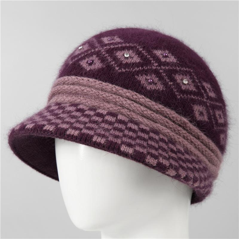 Hat women's autumn and winter warm thickened knitted wool hat cold basin hat
