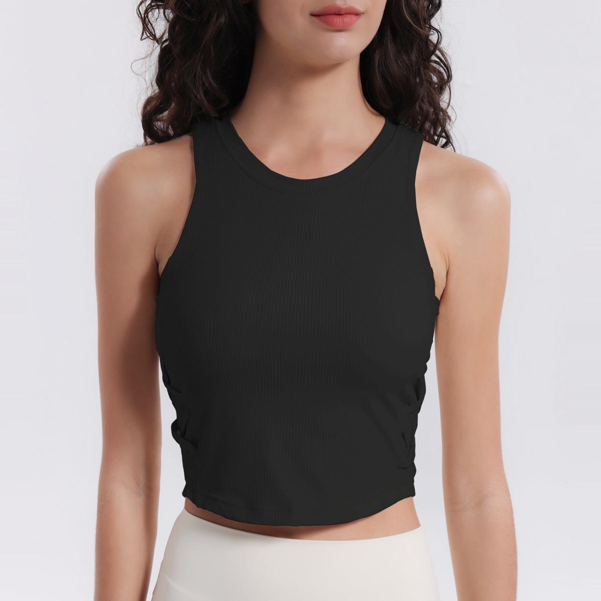 

Осенний топ для йоги Lulu с перекрестными бретелями под грудью 2024: Высокоэластичный, влагоотводящий спортивный бюстгальтер с нагрудной подушечкой S (85-95 lbs)