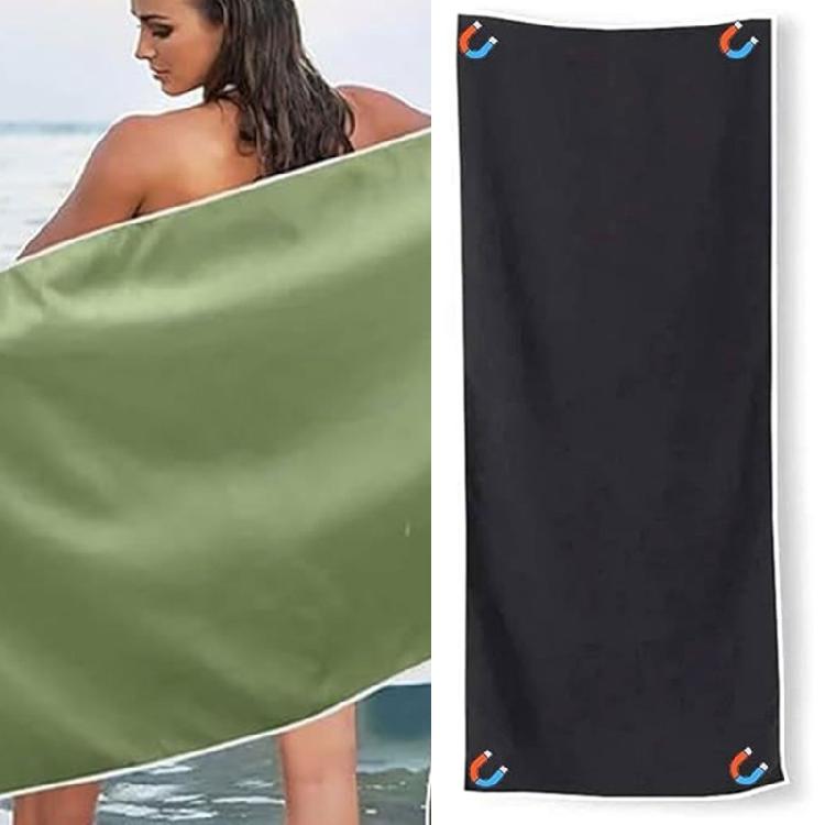 Tragbares Strandtuch mit magnetischem Verschluss, schnell trocknend, Übergröße für Camping, Fitnessstudio und Familienurlaube
