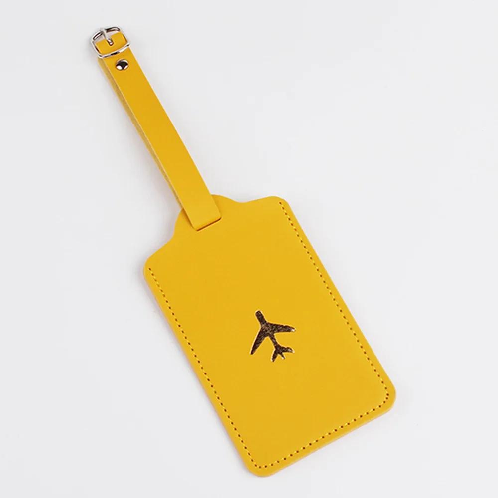 Luggage Tag Suitcase Luggage Label PU Leather Baggage Boarding Bag Tag Portable Travel Accessories Name ID Address Holder