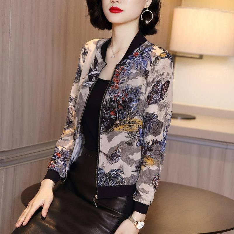 Printed Sunscreen Baseball Uniform Women's Summer Large Size Loose Jacket Cardigan Top Spring and Autumn Short Jacket Trend