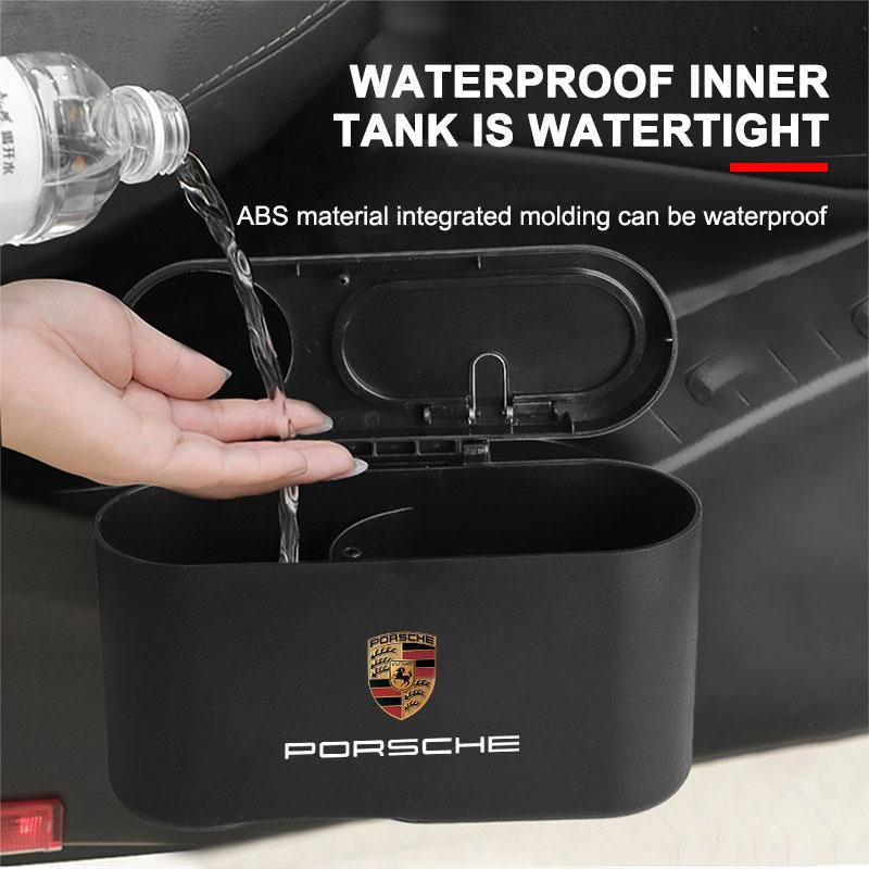 1Pcs Trash Can Auto Emblem Garbage Box Bin Storage Car Accessories For Porsche Boxster Cayenne Panamera Macan Cayman 911 918 996 917 991