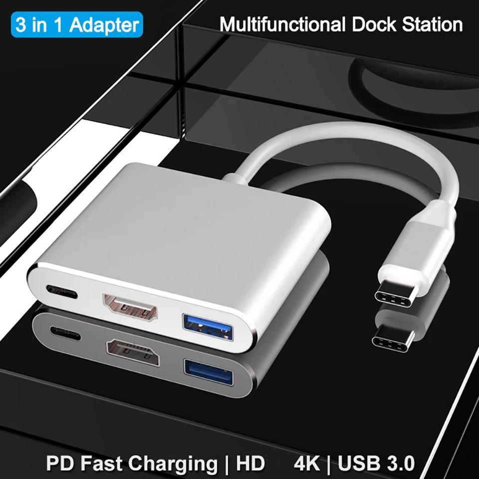 3 In 1 Usb Type C Hub USB C To HDMI-compatible Splitter HUB Type-c To HDMI-compatible USB3.0 Docking Station For Macbook Air Converter