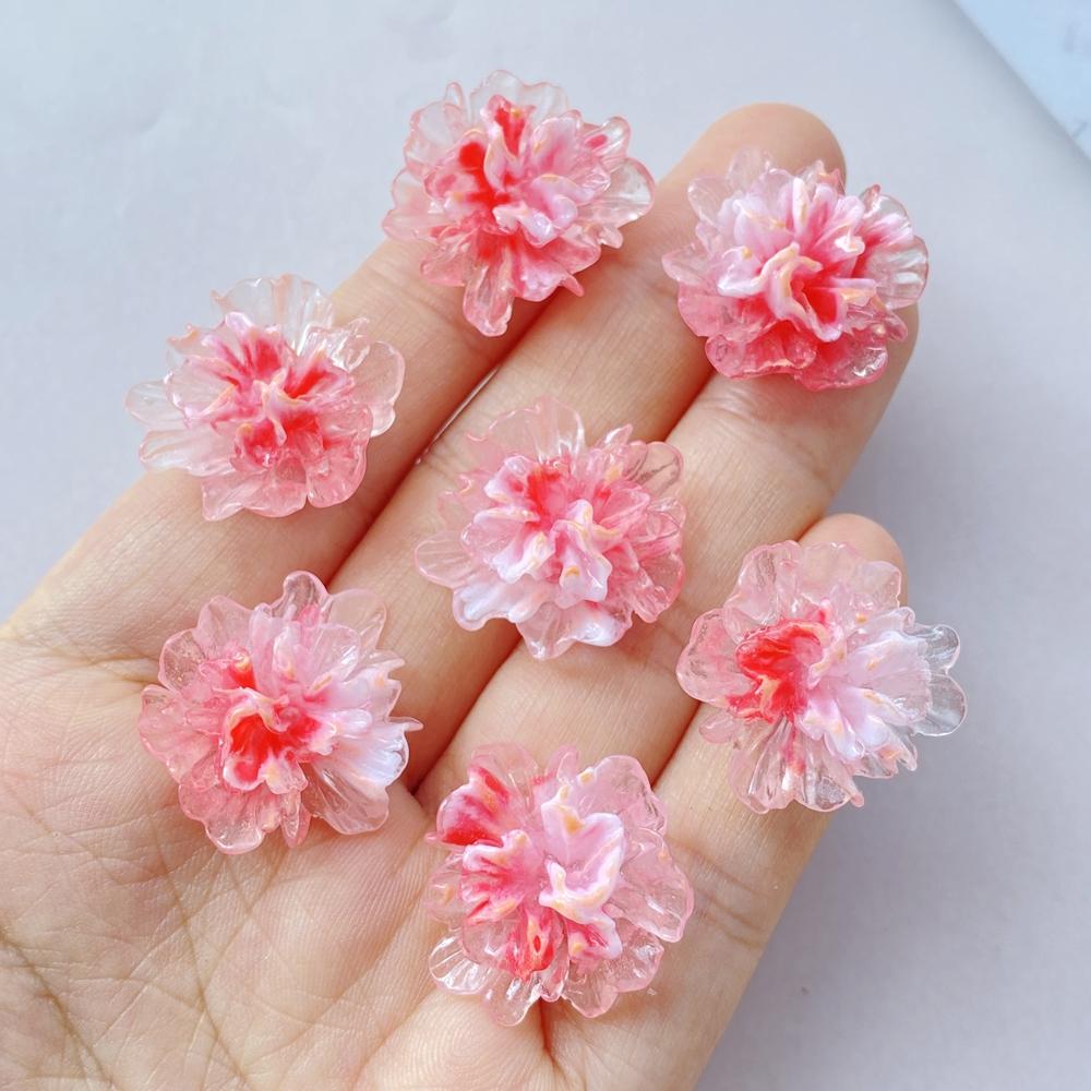 

22mm Resin Colorful Gradual Candy Color Lotus Flat back Flower Rhinestones Figurines Scrapbook Ornaments DIY Bow Clothing Crafts