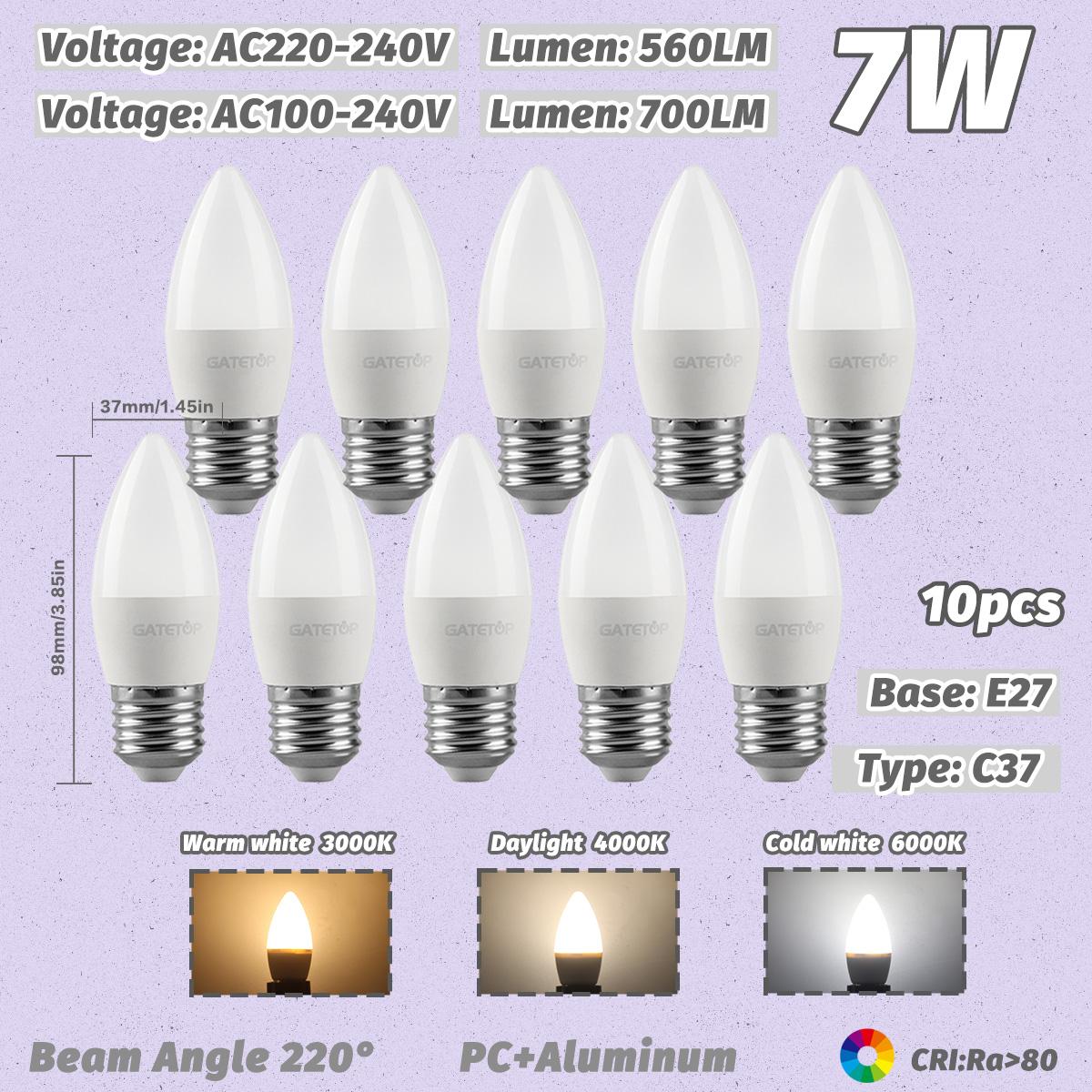 

10 Штук Високолюменна Світлодіодна Лампа 80+ CRI E27 E14 Міні-Лампа 7W GU10 MR16 C37 G45 GX53 Лампочки AC 110V 220V для Домашнього Освітлення Кабінету AC100-240V&Cold white 6000K