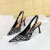 Fashion Fashion Bling Design Heeled Sandals Women Summer Sexy Pointed Toe Hollow Back Strap Thin High Heels Elegant Banquet Women Pumps