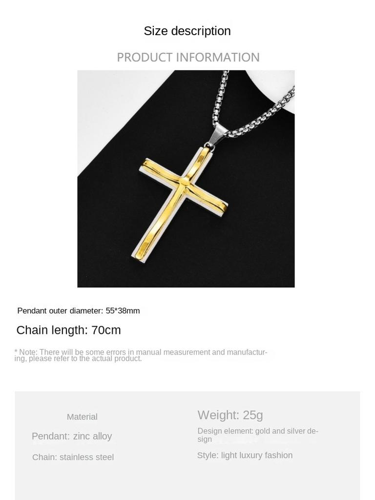 Two Color Cross Alloy Pendant