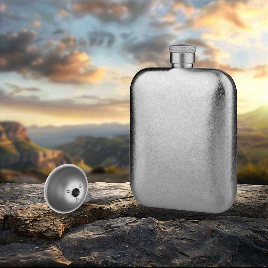 Titanium Flask with Funnel Ultra Light Portable Wine Flask Health Selection Whiskey Flask for Men Screw Cap Seal Drink