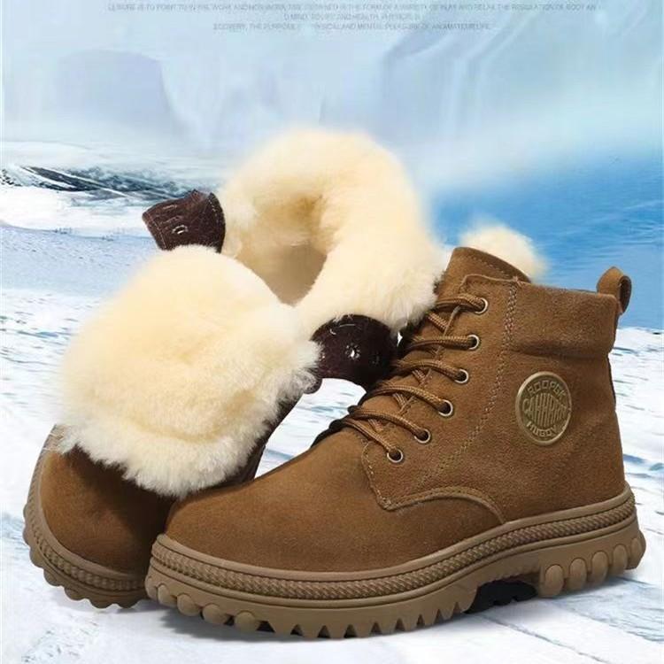Wool warm boots outdoor snow boots winter men's thickened warm and velvet cold-proof cotton shoes winter northeast boots fashion
