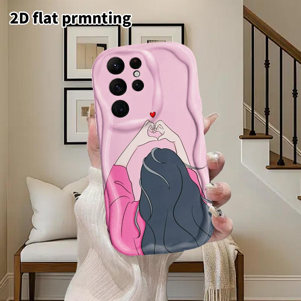 Phone Case: 2D Flat Samsung Galaxy A34 A35 M05 M06 S20 S22 S21 FE Plus 5G Protective Case, Couple Style, Girl Back View, Christmas and Halloween Gift