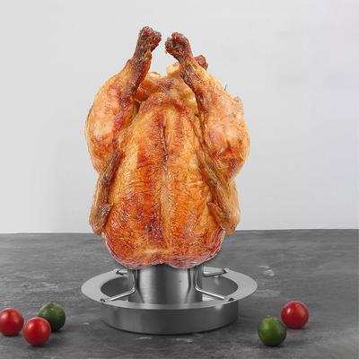Hähnchenbräter-Ständer, Edelstahl-Bierdosen-Vertikal-Hähnchenhalter mit Auffangwanne, aufrecht stehender Hähnchengrillrost für den Grill