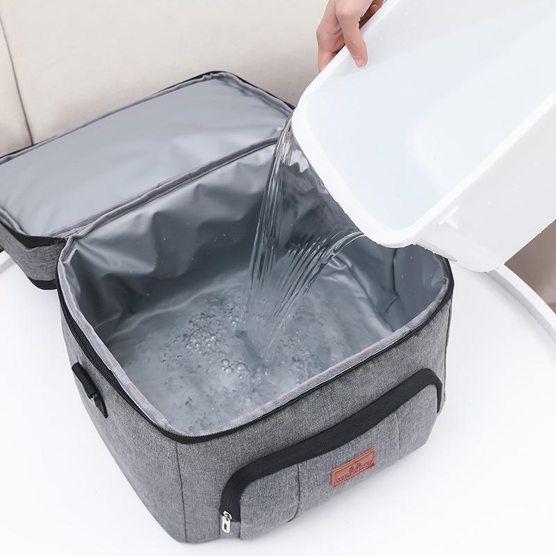 Double-Layer Insulated Picnic Bag - Large, Single Shoulder, Waterproof, Heat-Pressed, Fresh-Keeping, Outdoor Handheld.