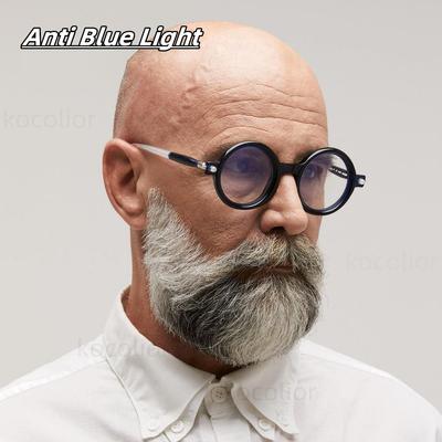 Hochwertiges Luxus-Design Retro Runde Blaulichtfilternde Photochrome Lesebrille Für Männer Computer Altersweitsicht Brille Frauen