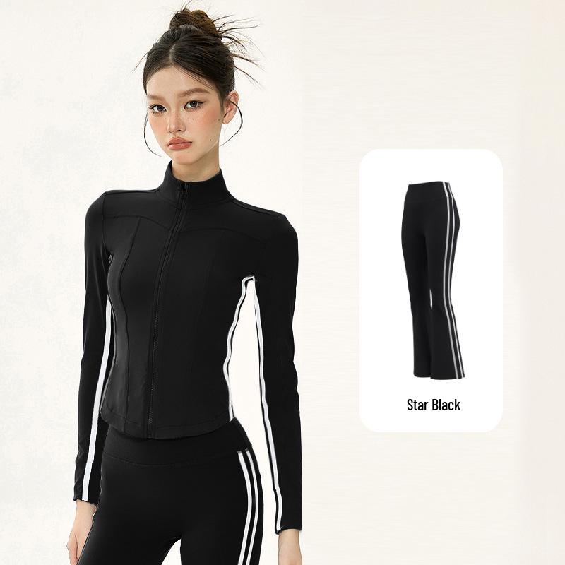 Women’s Autumn/Winter Yoga Suit: Slimming Stand Collar Zipper Jacket with Long Sleeves for Running, Training, and Fitness
