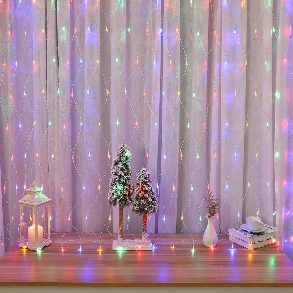 Led Net Mesh String Lights/Led Lights for Home Decoration 9.8Ft X 6.6Ft 192 LEDs 8 Modes (3X2M Multicolor)(PVC),1 Meters