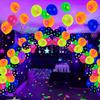 120pcs Heart Stars UV Polka Dot Blacklight Balloons Luminous Helium Ballon  Birthday