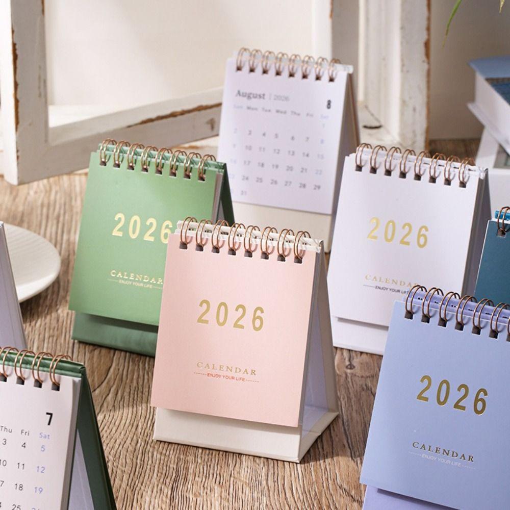 New Small Size Desk Calendar Thick Paper Mini Design Desk Planner Creative Style Coil Binding Daily Planning Supplies Study Use