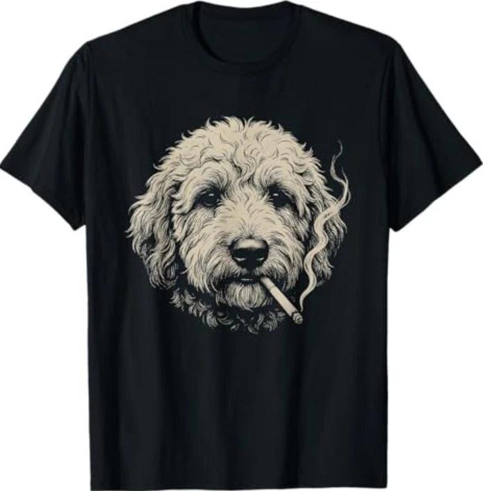 Dog Smoking Cigarette Funny Goldendoodle Meme T-Shirt S