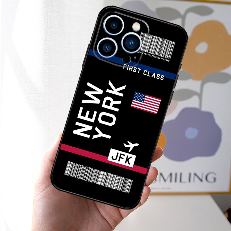 Boarding Pass Plane Ticket Phone Case For iPhone 16 15 11 13 12 14 Pro Max Mini X XR XS 7 8 Plus Soft Cover