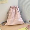 New White Drawstring Backpack for Women Korean Lazy Style Backpack Lightweight Nylon Travel Backpack