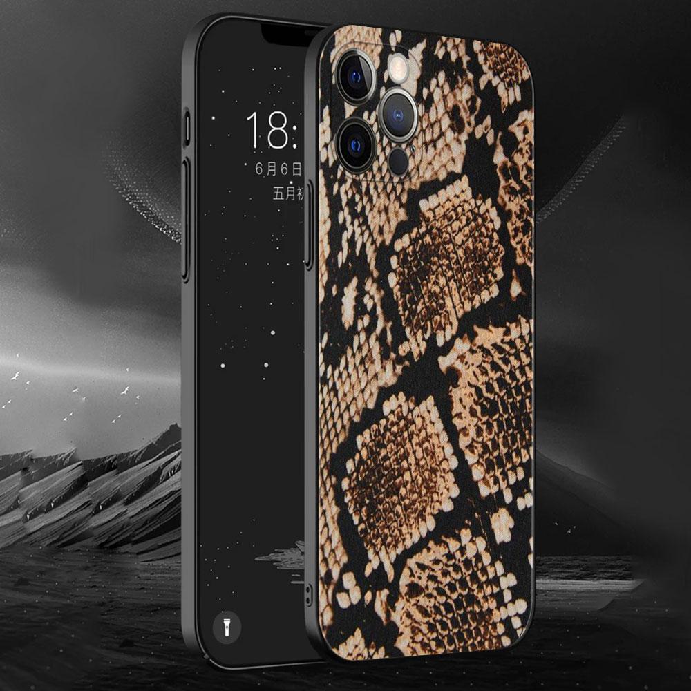 Pink Leather Snake Pattern Cell Phone Case For iPhone 11 13 7 8 Plus XR 12 Pro Max X 6 6s XS 12 Mini 5 SE Cover Black Soft Coque