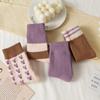 Women's Autumn and Winter Thickened Socks Warmth Purple Heart-shaped Breathable Floor Socks