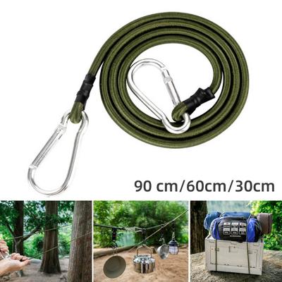 30/60/90CM Bungee Cord with Carabiner Hook Heavy Duty Outdoor Camping RV Tent Bike Kayak Luggage Cargo Elastic Tie Downs Rope