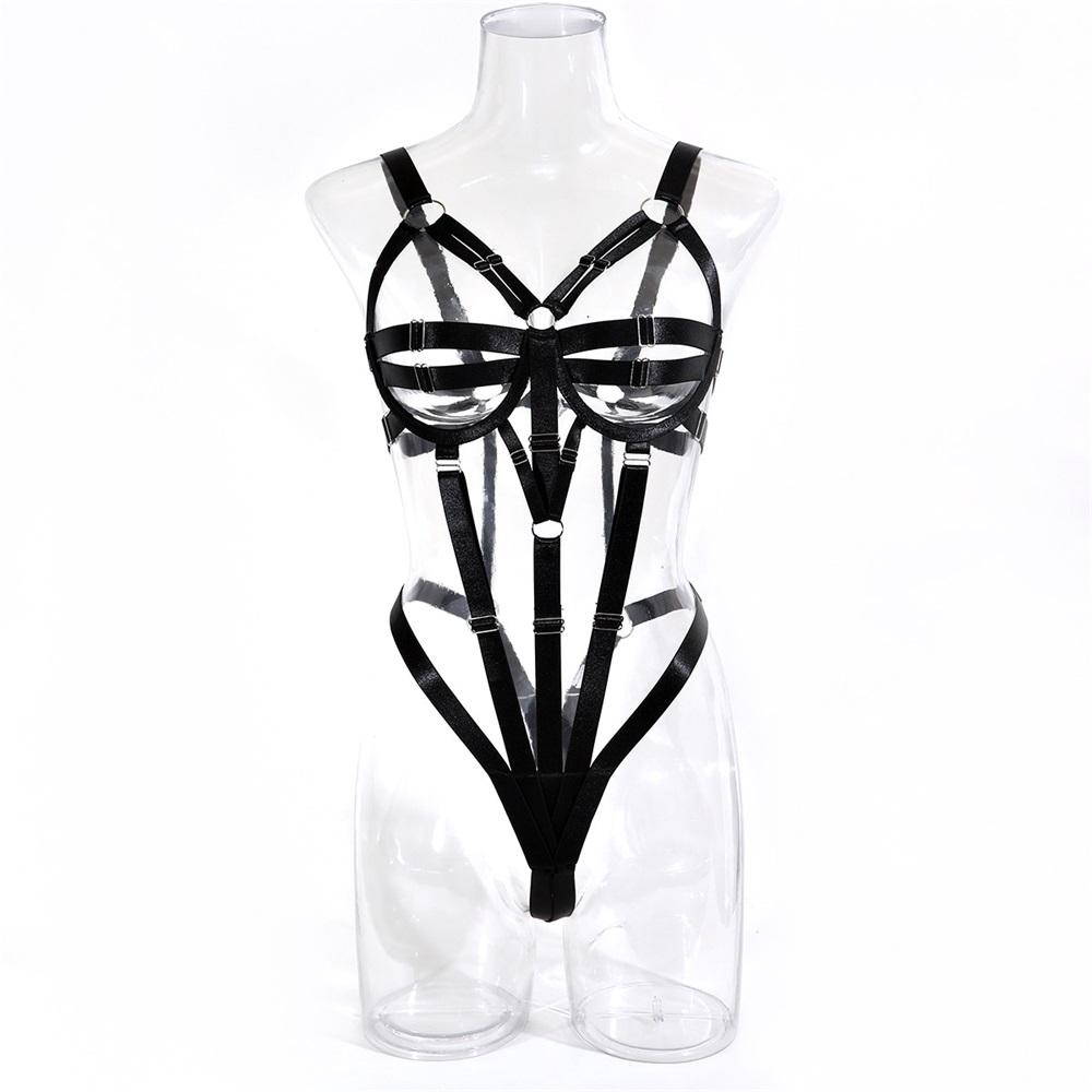 Aduloty Sexy Teddy Bodysuit for kvinner Sommer hult perspektiv Erotisk dameundertøy Svart Temptation Slynge bøyle BH Undertøysett