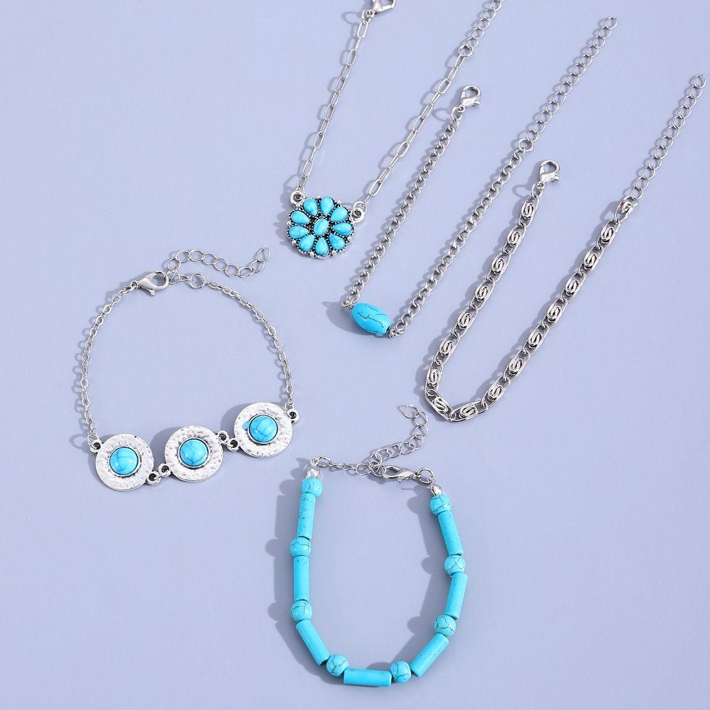 Ethnic Style Multilayer Turquoise Wristband Beads Bohemian Style Hand Chain  Holiday