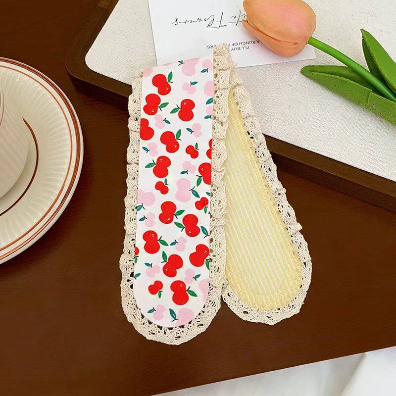 Knitting Colorful Flower Bangs Sticker Hair Band Printed Hair Sticker Headdress Sweet Floral Knitted Bangs Sticker Headband