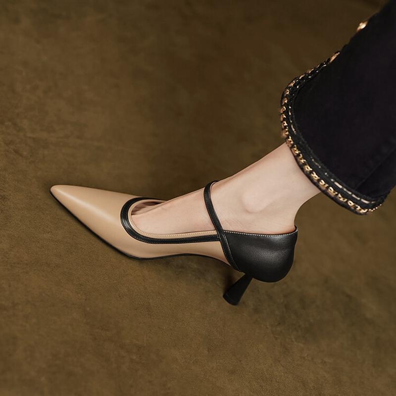 Fashion 2025 Spring Women Pumps Pointed Toe Thin Heel Shoes for Women Sheep Suede High Heels Women Stiletto Heels Buckle Handmade Shoes