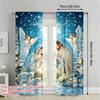 2pcs - Christmas Night scene angel and snowflake pattern printed curtains, pole bag curtains, home decoration, room decoration