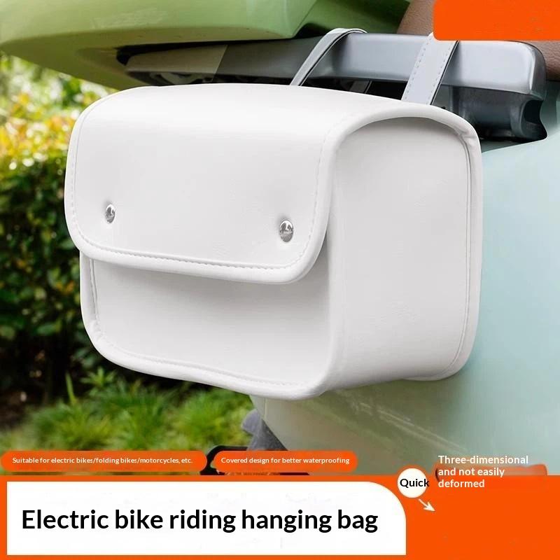 Waterproof PU Leather Electric Bike Hanging Bag Large Capacity Universal for Motorcycle Cycling Commuting Travel