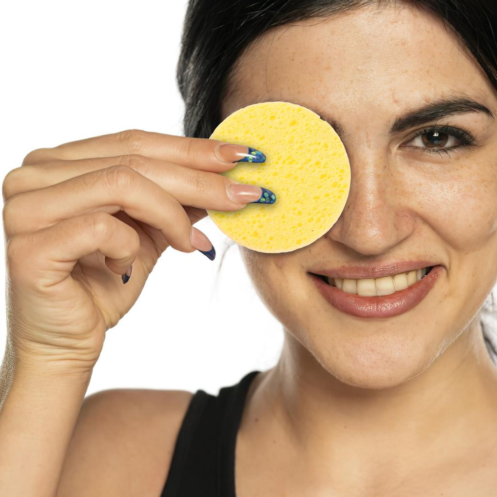 50Pcs Facial Sponge Natural Wood Pulp Soft Skin Friendly Cleansing Sponge Makeup Remover Puff Deep Face Care Tool
