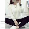 Women Knitted Sweater Winter Casual Pullover Solid Color O Neck Long Puff Sleeve Elastic Imitate Mink Wool Fleecing Top
