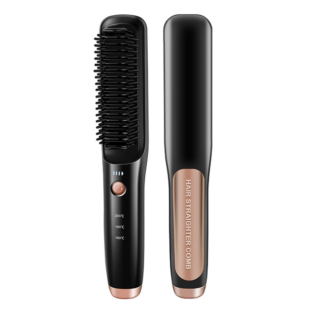 

Wireless Hair Straightener Brush Rechargeable Heating Comb Portable Hair Brushes Quick Hair Style Tool Electric Ceramic Hot Comb чёрный