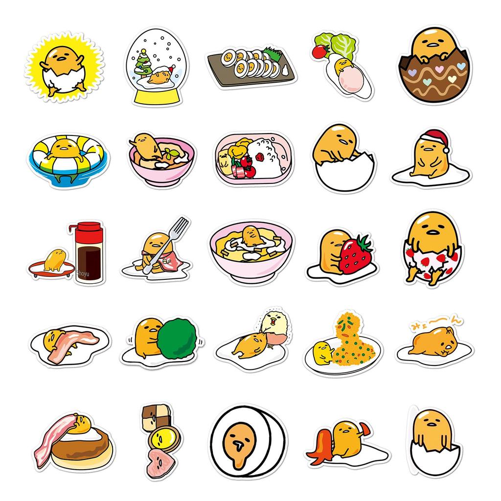 50pcs Cute Lazy Egg Waterproof Stickers for Luggage, Scooters, Computers, and Tablets