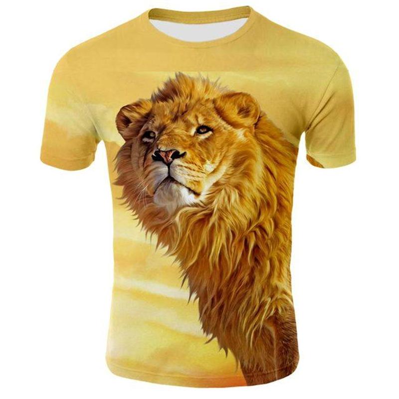 Cool Lion Graphics T Shirts Summer Fashion Short Sleeve 3D Animals Printed Mens T-shirts Casual Streetwear Oversized Tees Tops