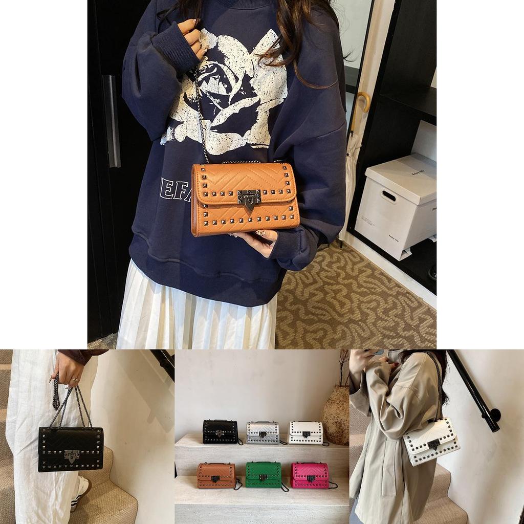 Stylish Chic Designer Studded Chain Shoulder Bag For Women In Trendy Colors For 2024