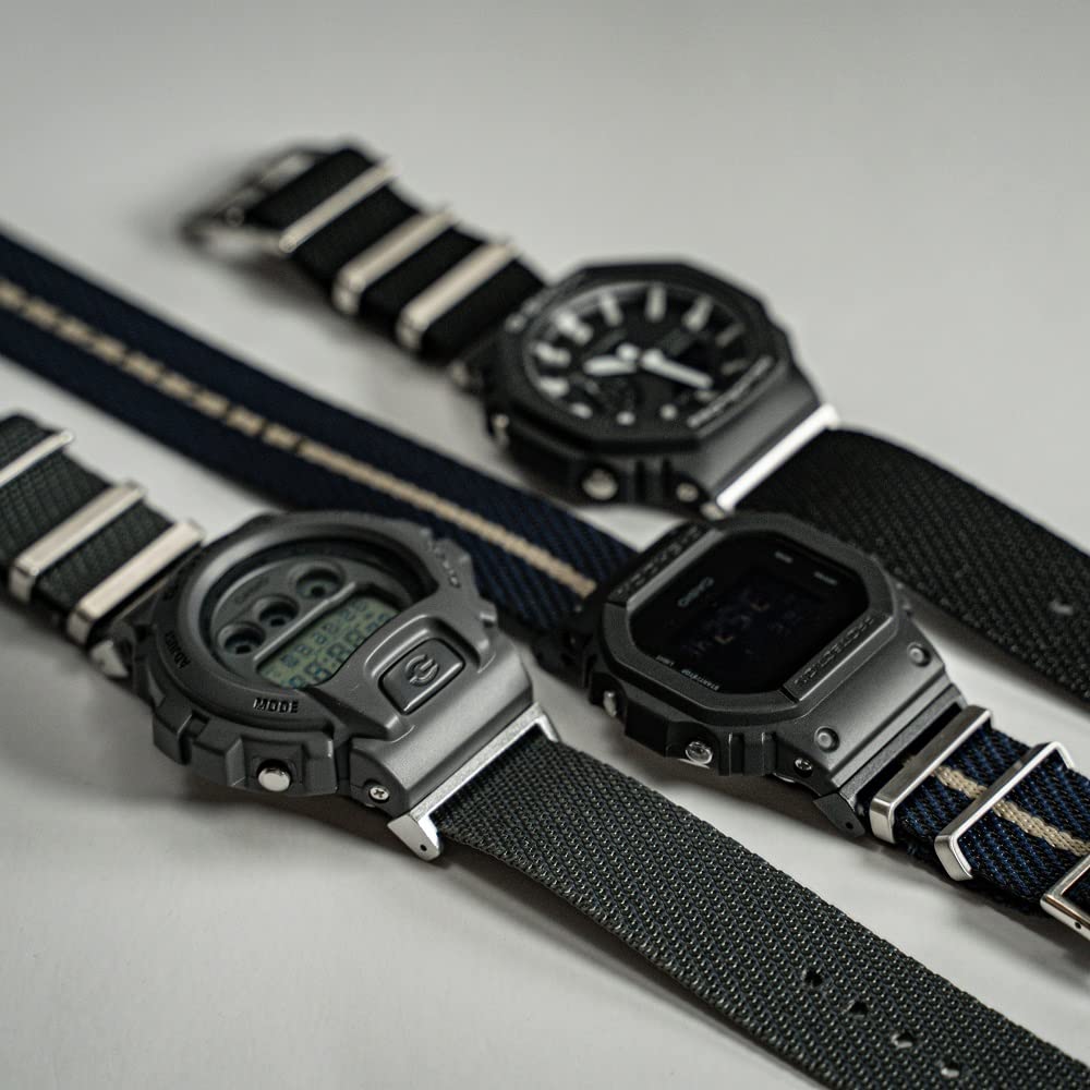 Compatible Belt Multi Adapter Twill Nylon Strap 22mm Width Replacement Band Ash Adapter G-SHOCK G-Shock Gray/Black