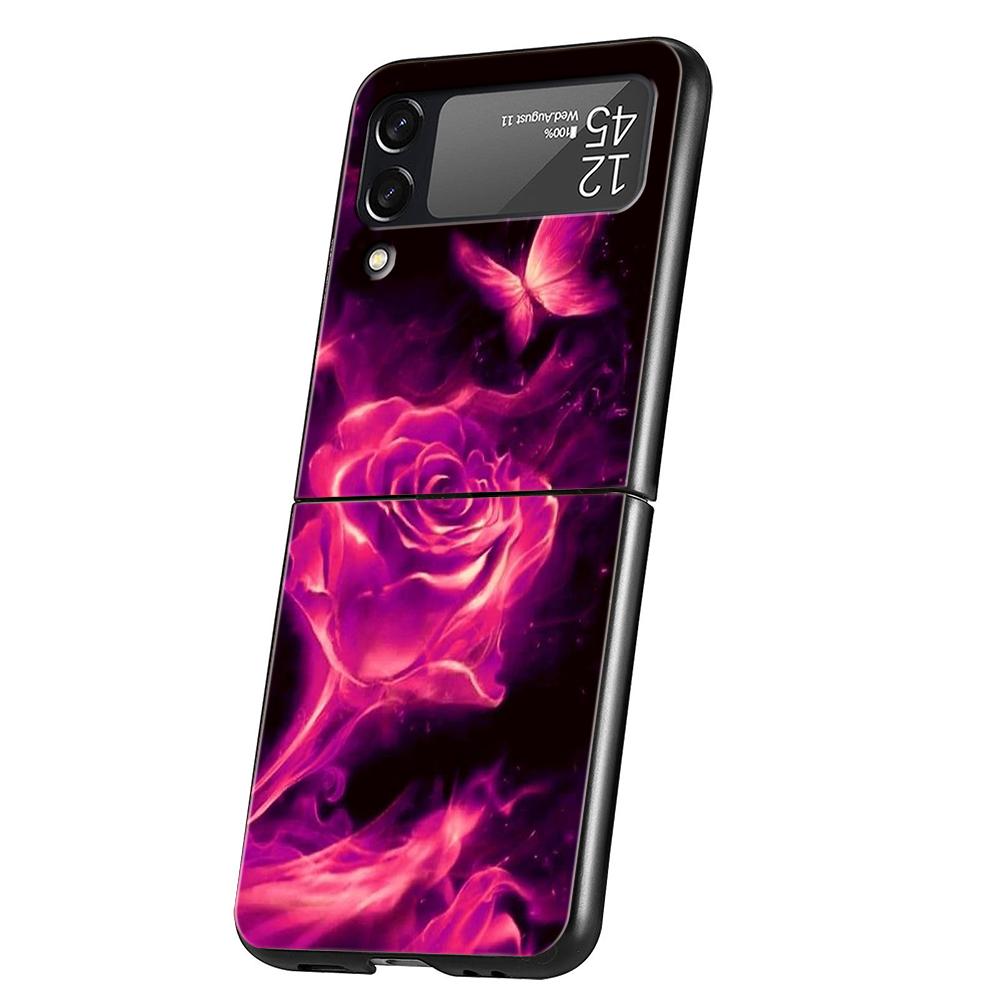 Butterfly Lavender Higan Flower Phone Cover For Samsung Galaxy Z Flip 4 Case Black For Samsung Z Flip 3 5G Hard PC Foldable Bag