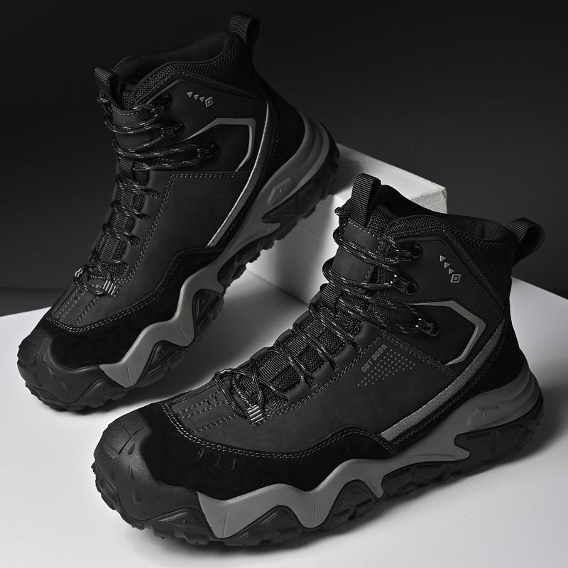 Comfy Leather Men's High Top Shoes Fashion Men Ankle Boots New Design Outdoor Hiking Boots Non-Slip Male Casual Shoes Sneakers