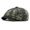 Vintage Floral Printed Denim Newsboy Hat Unisex Octagonal Baker Boy Cap Korean Beret Peaked Hat for Men Women