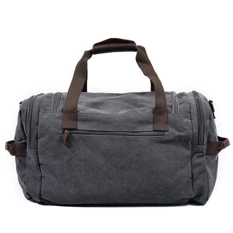 Borsa da Viaggio da Uomo in Tela e Pelle Crazy Horse - Grande Capacità Borsa da Viaggio con Cerniera Retrò