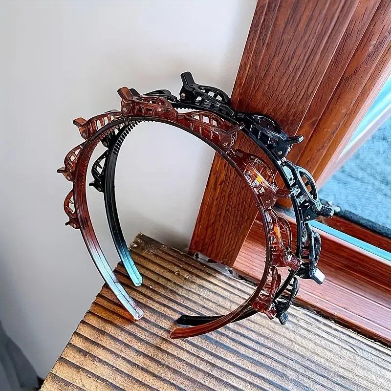 Retro Braided Headband Small Clip Clip Bangs Fixed Artifact Multi-layer Hollow Braided Headband Net Celebrity Hairpin Top Clip Hairpin