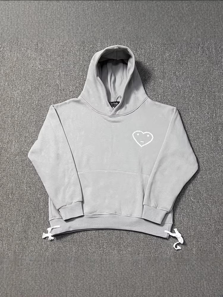 2025 Heart Print Sports Set: Fleece Hoodie & Sweatpants - Trendy Winter Hip Hop Style