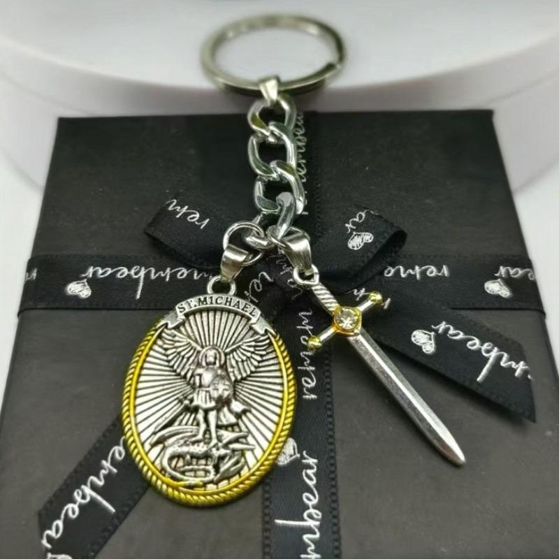 1pcs Pendant Archangel Pendant Necklace Alloy Jewelry Necklace Vintage Cross Keychain Pendant Zinc Alloy Metal Keychain