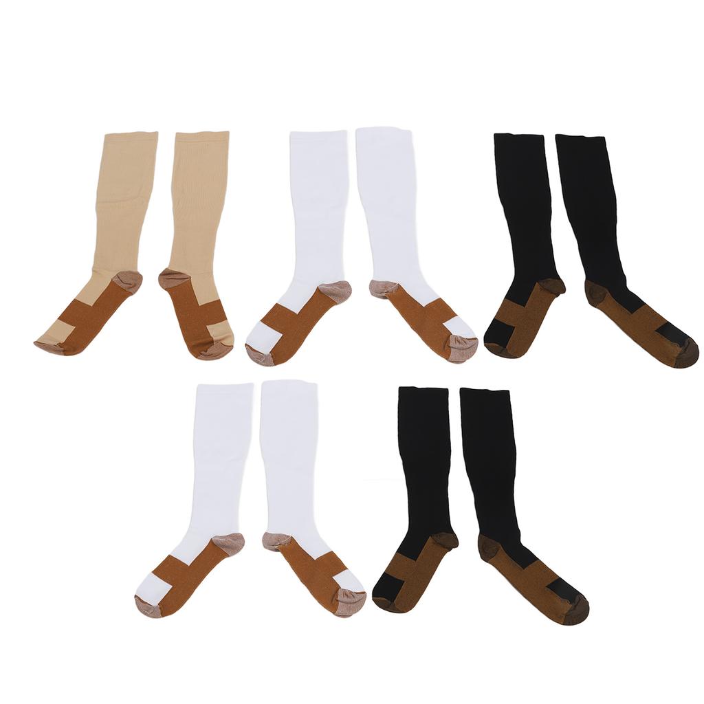 5 Pair High Compression Socks Breathable Moisture Absorption Stress Relief Pressure Socks for Running Outdoor Sports
